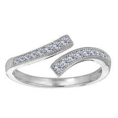 Sterling Silver Micropave With CZ By Pass Style Adjustable Toe Ring - JewelryAffairs