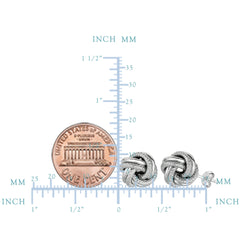 Sterling Silver Rhodium Finish 7mm Shiny And Textured Love Knot Stud Earrings - JewelryAffairs