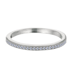 Sterling Silver Rhodium Finish Milgrain Stackable Ring With Pave' Set Cz Stones - JewelryAffairs