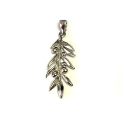 Sterling Silver Rhodium Plated Olive Brunch Pendant - JewelryAffairs
