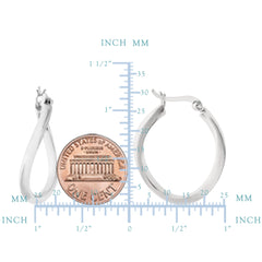 Sterling Silver Rhodium Plated Wavy Oval Hoop Earrings, Diameter 25mm - JewelryAffairs