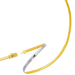 Two Tone Reversible Omega Chain Necklace In 14k Yellow Gold And Sterling Silver, 3mm - JewelryAffairs