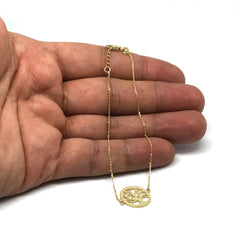 14k Yellow Gold Tree Of Life Adjustable Womens Bracelet, 7.5" fine designer jewelry for men and women