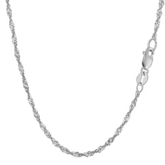 14k White Gold Singapore Chain Necklace, 2.1mm fine designer jewelry for men and women