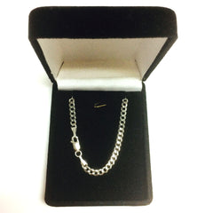 14k White Solid Gold Comfort Curb Chain Bracelet, 3.6mm, 7" fine designer jewelry for men and women