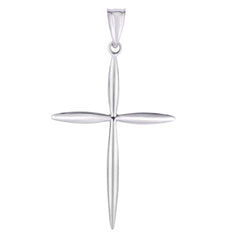 14k White Gold Fancy Cross Pendant 23 x 40 mm fine designer jewelry for men and women