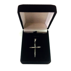14k White Gold Fancy Cross Pendant 23 x 40 mm fine designer jewelry for men and women