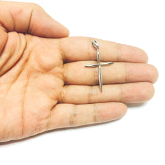 14k White Gold Fancy Cross Pendant 23 x 40 mm fine designer jewelry for men and women