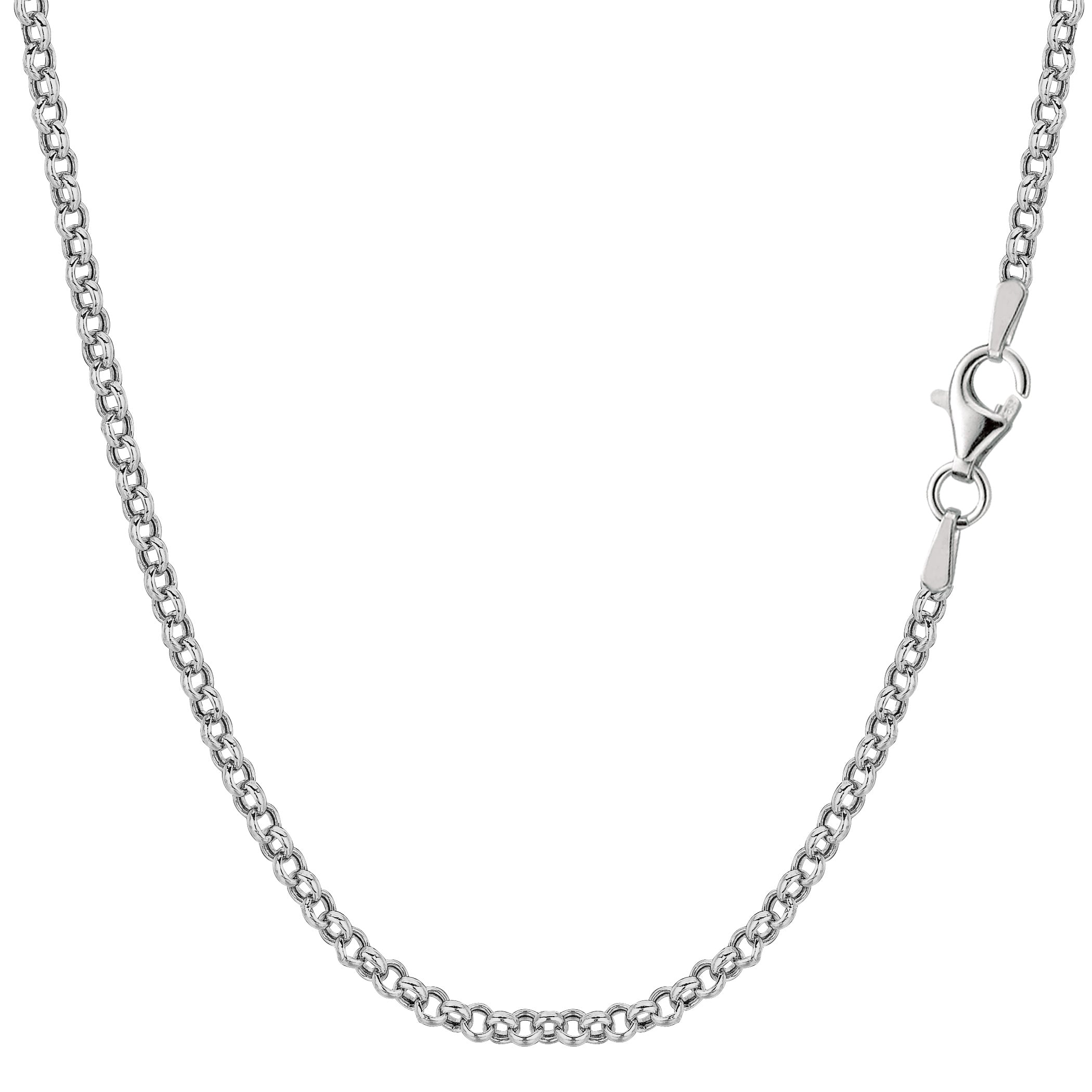 Sterling Silver Rhodium Plated Rolo Chain Necklace, 2.4mm fine designer jewelry for men and women