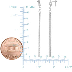 14K White Gold Hanging Bar Drop Earrings fine designer jewelry for men and women