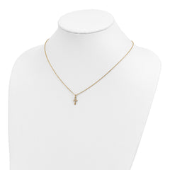 10k Tri-Color Gold Cross Pendant Necklace, 18 Inch Chain