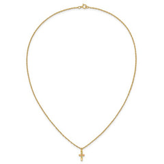 10k Tri-Color Gold Cross Pendant Necklace, 18 Inch Chain