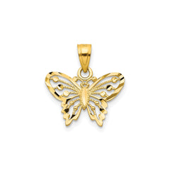 10k Yellow Gold Diamond-Cut Butterfly Charm Pendant, 18x16mm