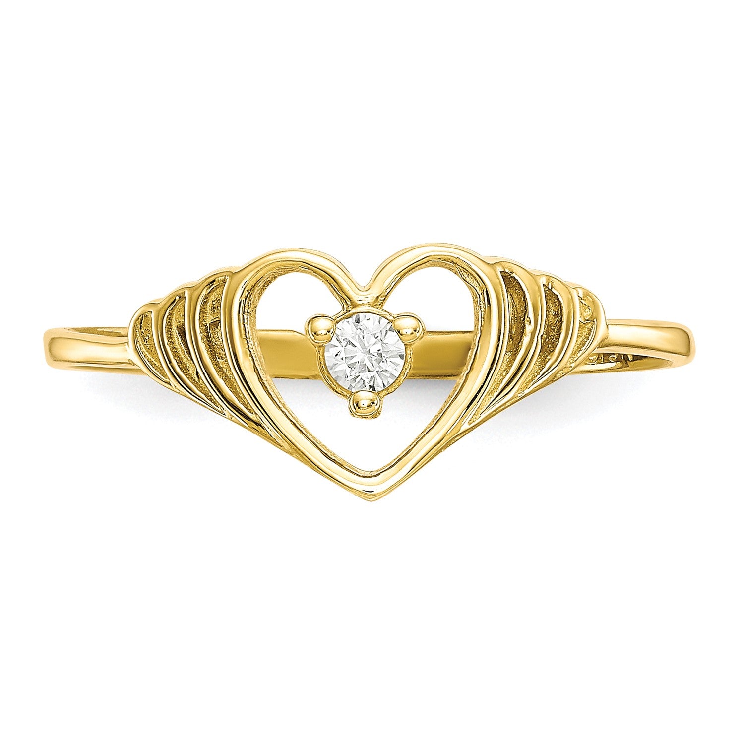 10k Yellow Gold CZ Heart Ring, Size 6 fine designer jewelry for men and women