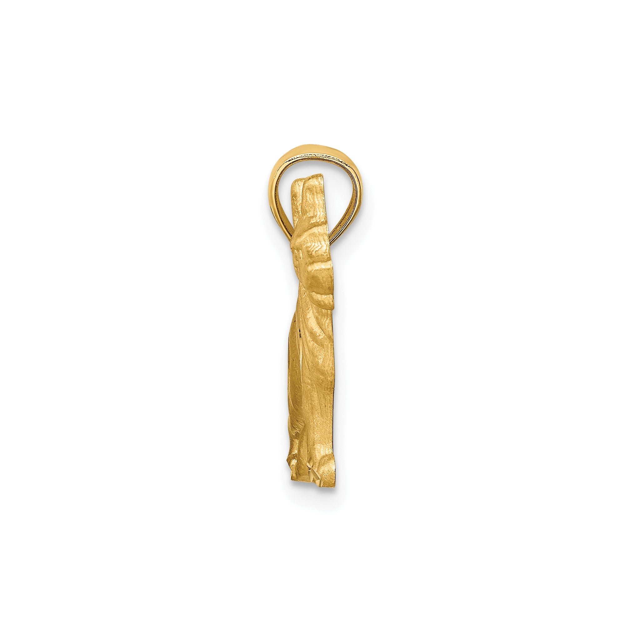 10k Yellow Gold Diamond-cut German Shepard Dog Pendant, 17X17mm