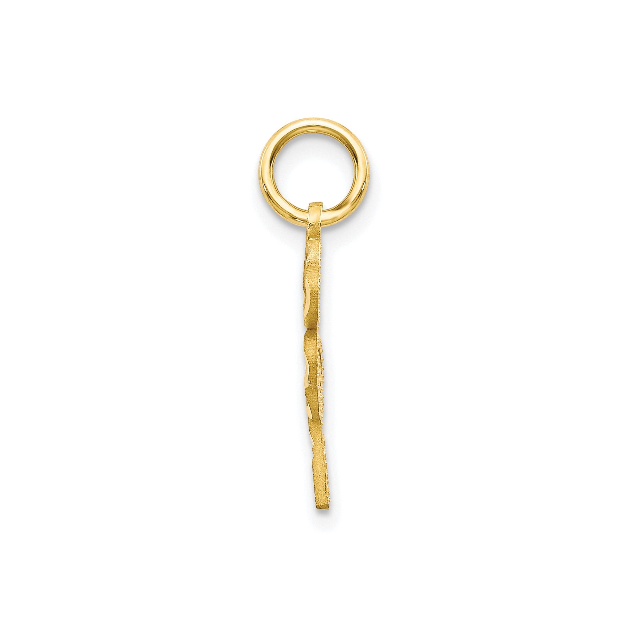 10K Yellow Gold Four Leaf Clover Charm Pendant, Heart Design, 20mm x 10mm