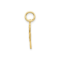 10K Yellow Gold Four Leaf Clover Charm Pendant, Heart Design, 20mm x 10mm