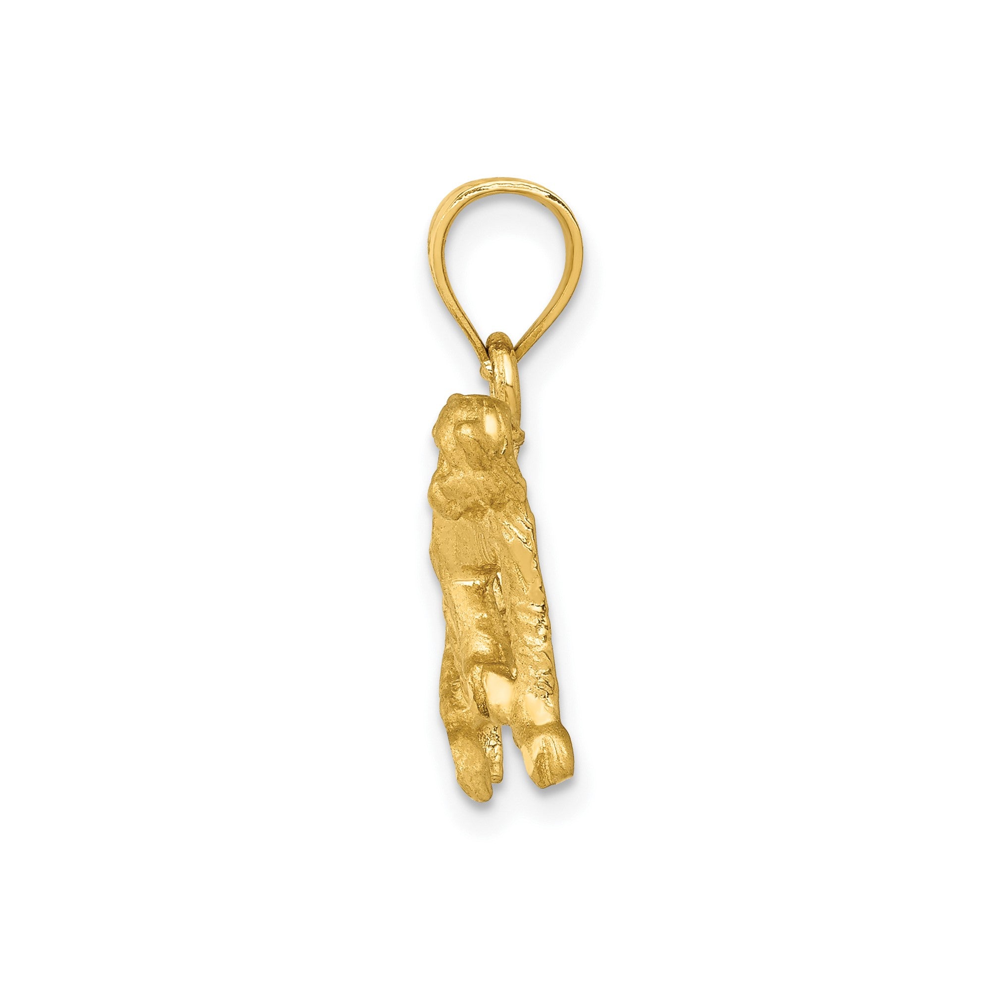 10k Yellow Gold Diamond Cut Monkey Pendant, 22x17mm