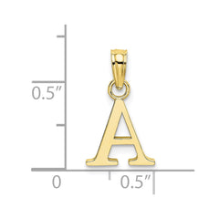 10K Yellow Gold Letter Initial Pendant, Block Font, 13x10mm