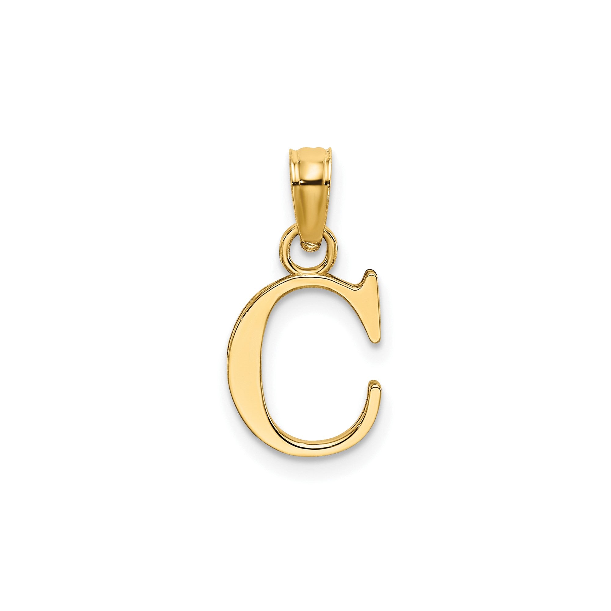 10K Yellow Gold Letter Initial Pendant, Block Font, 13x10mm