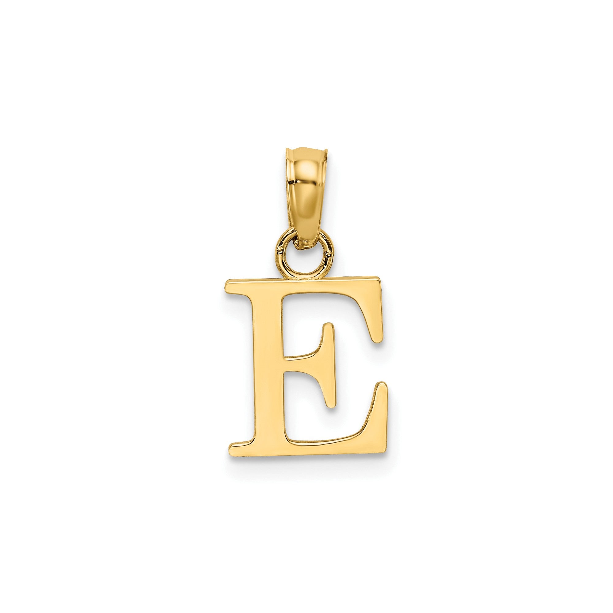 10K Yellow Gold Letter Initial Pendant, Block Font, 13x10mm