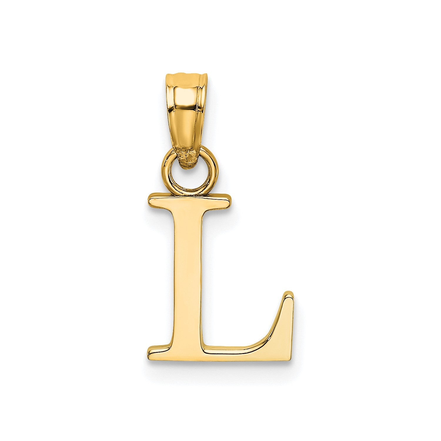 10K Yellow Gold Letter Initial Pendant, Block Font, 13x10mm