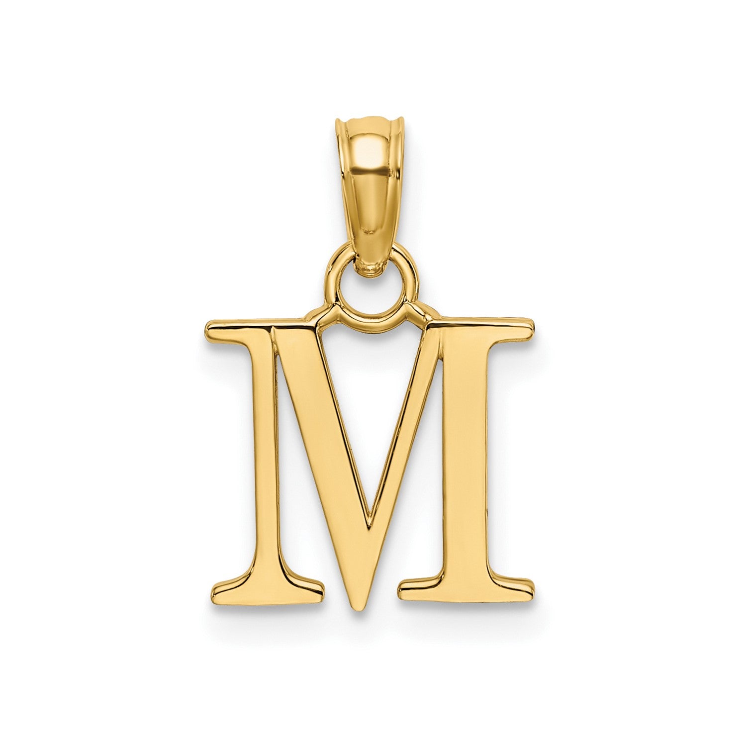 Solid 14K Gold Polished Block Initial Letter Pendants, 12x10mm fine designer jewelry for men and women