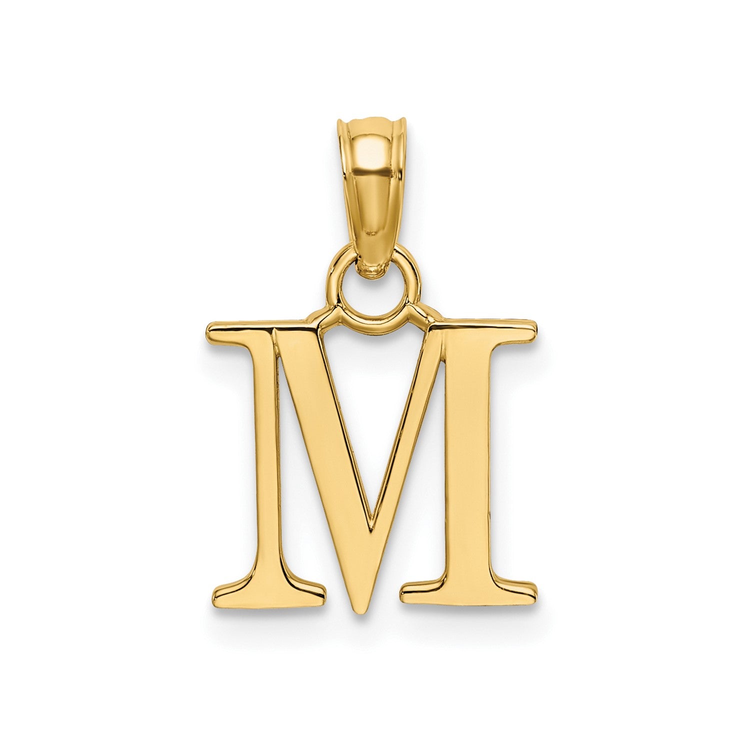 10K Yellow Gold Letter Initial Pendant, Block Font, 13x10mm