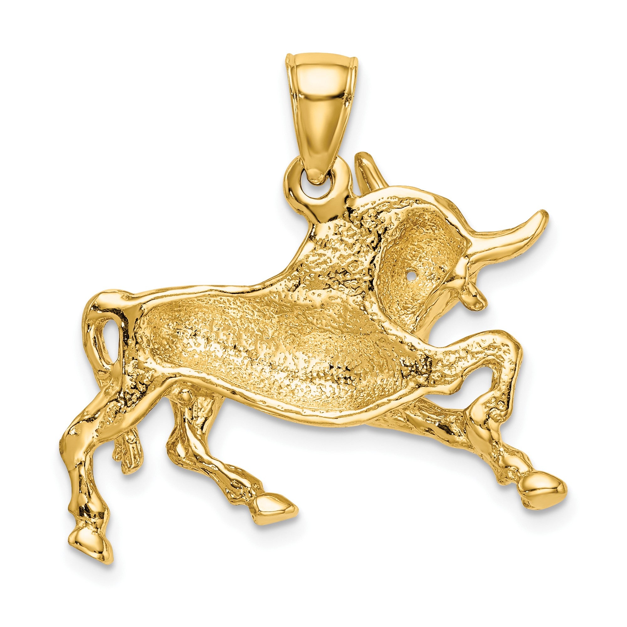 10k Yellow Gold Raging Bull Pendant, 29x29mm