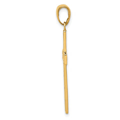 14K Yellow Gold Cross Pendant with Rope Design, 35x17mm