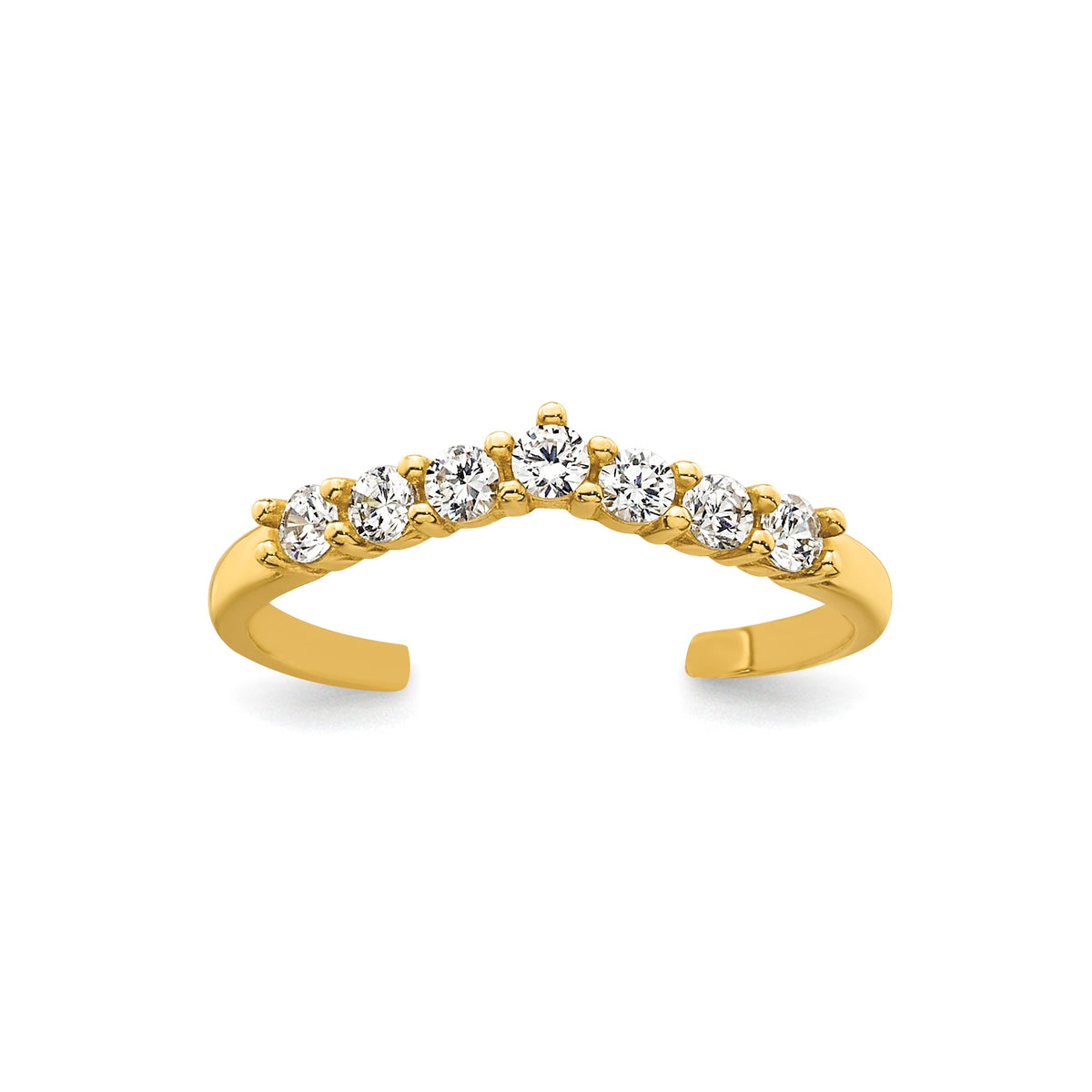 10k Solid Yellow Gold White CZ Open Back Toe Ring