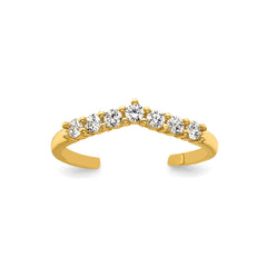10k Solid Yellow Gold White CZ Open Back Toe Ring