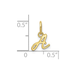 10K Yellow Gold Script Letter Initial Charm Pendant, 14x10mm