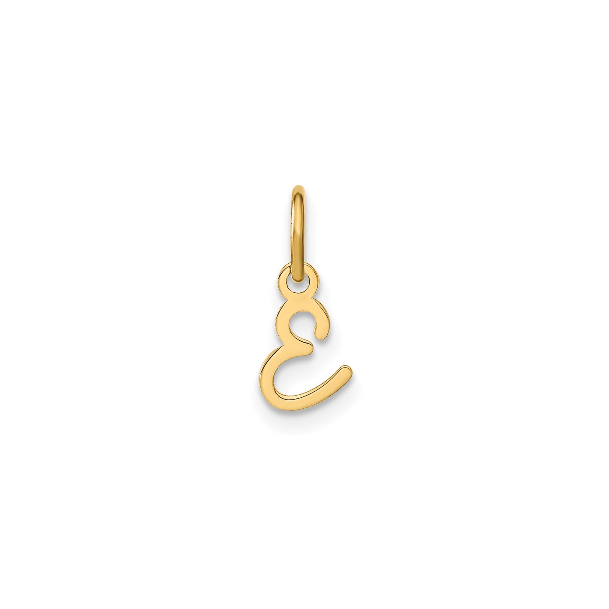 10K Yellow Gold Script Letter Initial Charm Pendant, 14x10mm