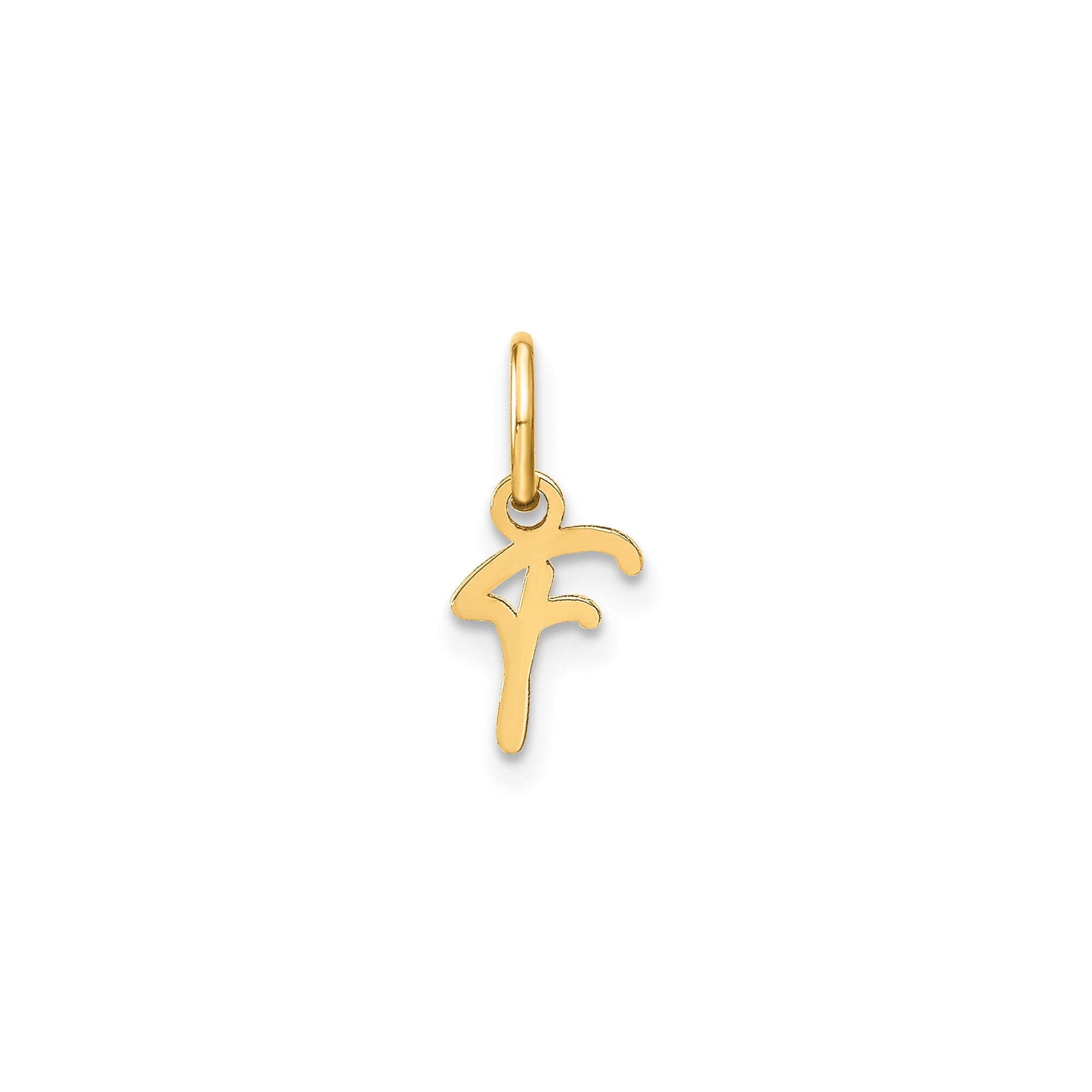 10K Yellow Gold Script Letter Initial Charm Pendant, 14x10mm