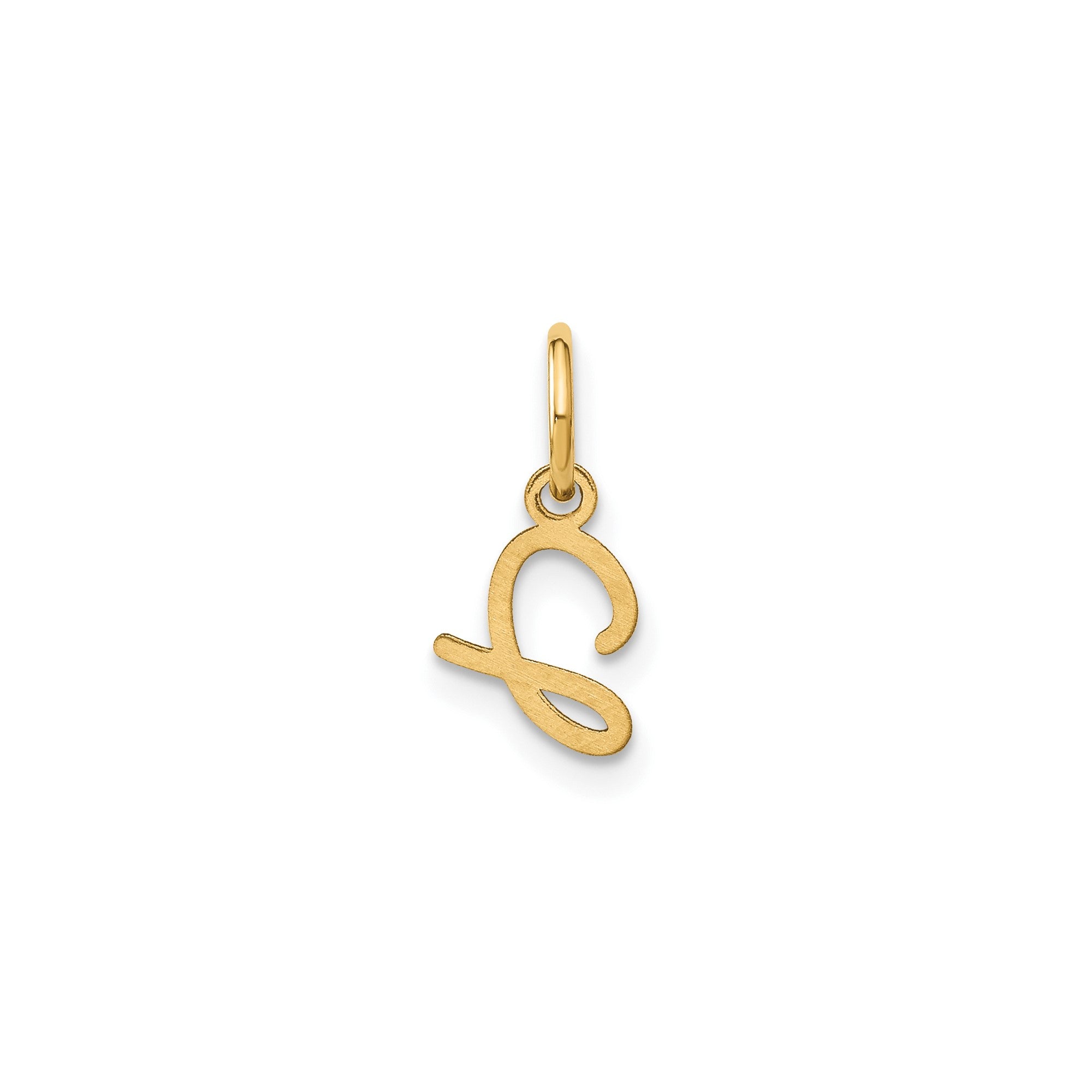 10K Yellow Gold Script Letter Initial Charm Pendant, 14x10mm