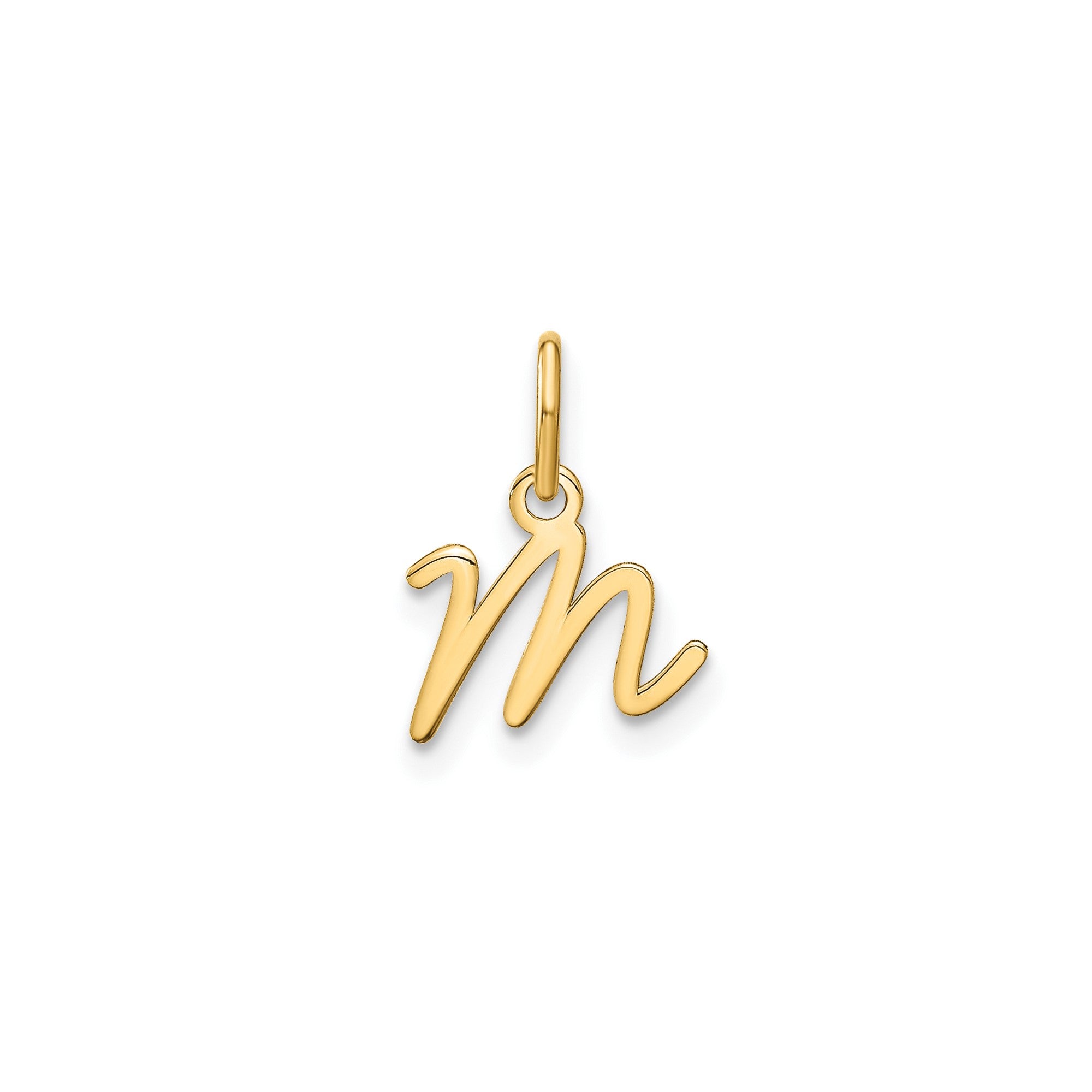 10K Yellow Gold Script Letter Initial Charm Pendant, 14x10mm