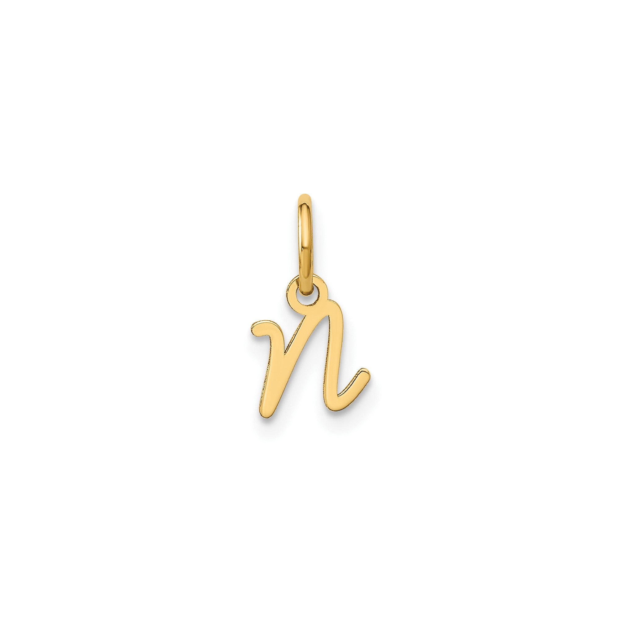 10K Yellow Gold Script Letter Initial Charm Pendant, 14x10mm