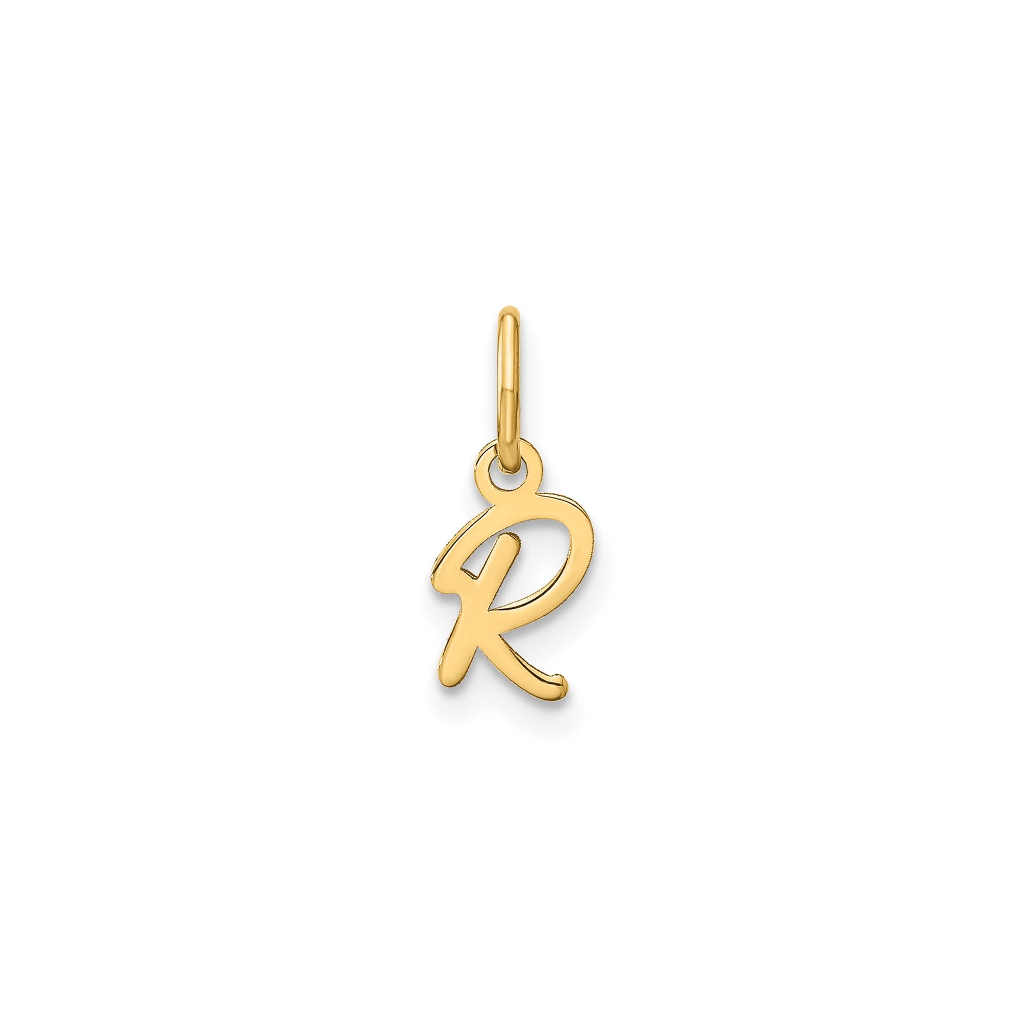 10K Yellow Gold Script Letter Initial Charm Pendant, 14x10mm