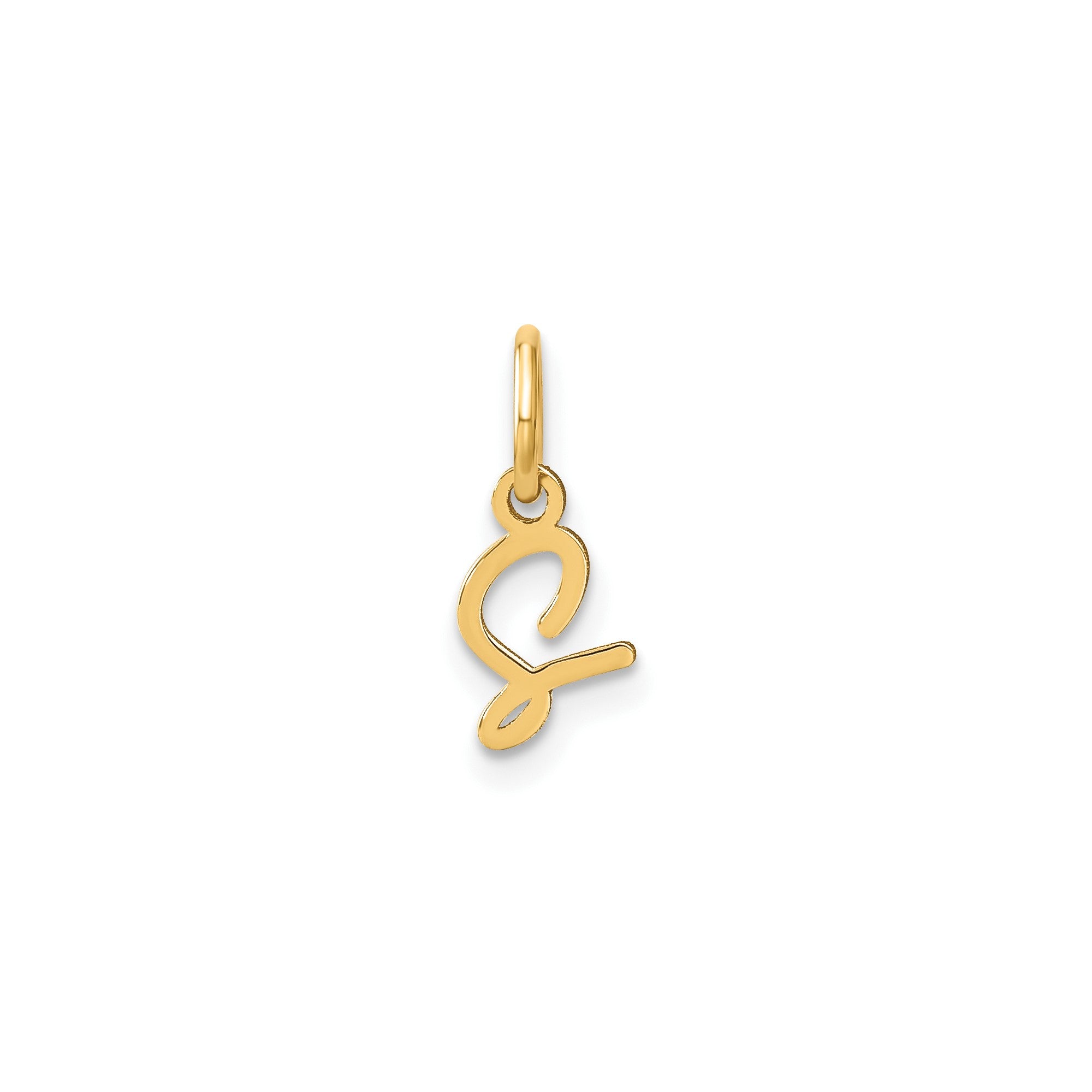 10K Yellow Gold Script Letter Initial Charm Pendant, 14x10mm