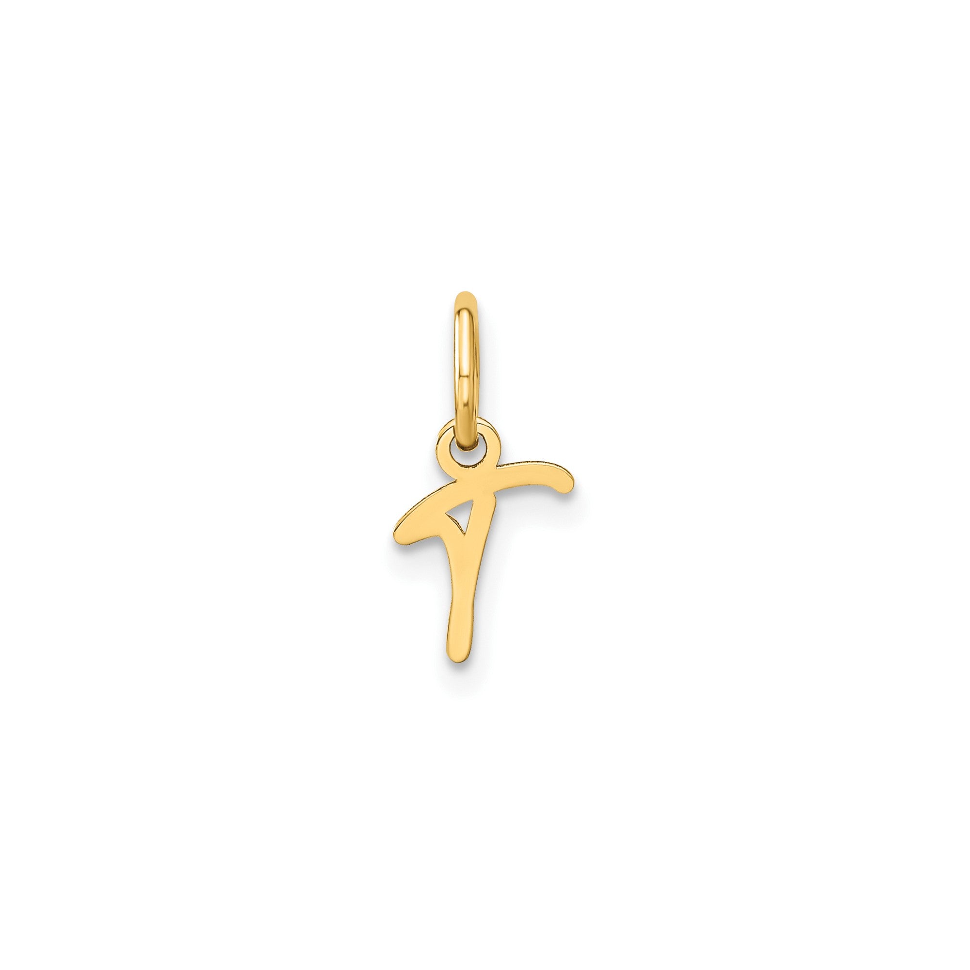 10K Yellow Gold Script Letter Initial Charm Pendant, 14x10mm