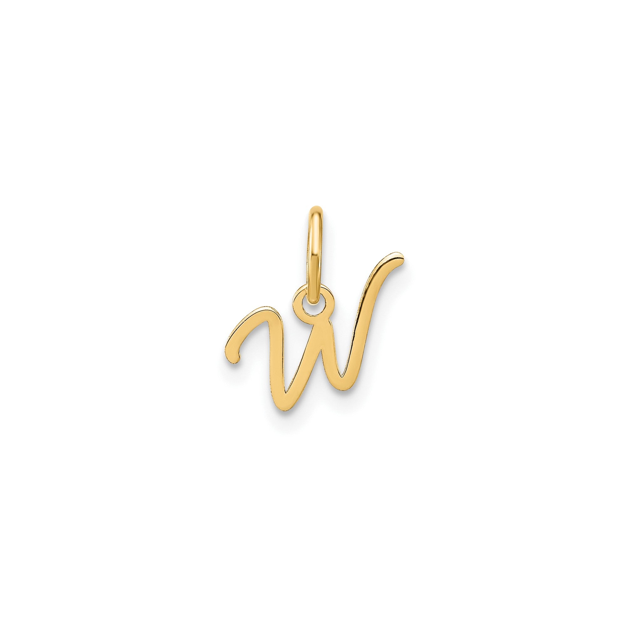 10K Yellow Gold Script Letter Initial Charm Pendant, 14x10mm