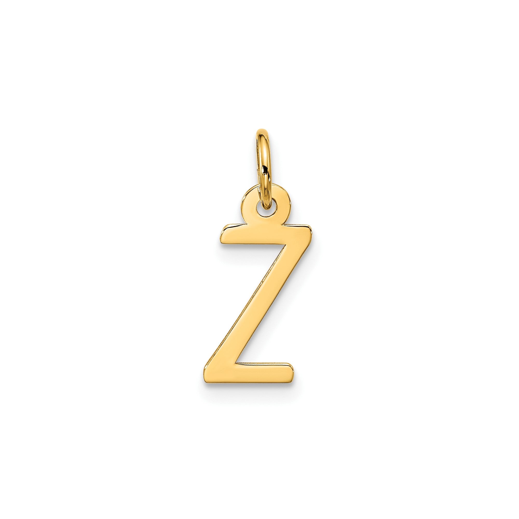 10K Yellow Gold Initial Letter Pendant Charm, Block Style, 13mm x 6mm