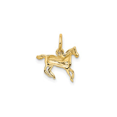 10k Yellow Gold Running Horse Charm Pendant, 13x13mm