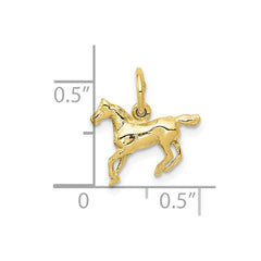 10k Yellow Gold Running Horse Charm Pendant, 13x13mm