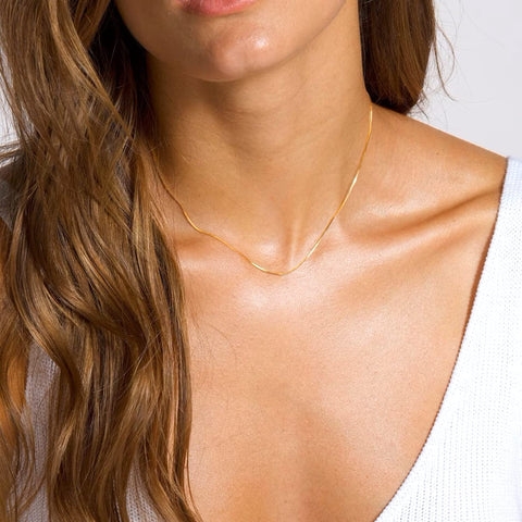 10k Real Solid Gold Mirror Box Chain Necklace, 0.6mm (24 Inches, Yellow Gold)