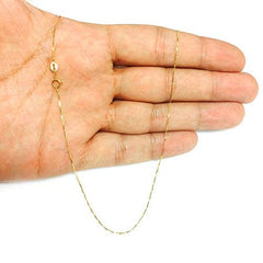 10k Real Solid Gold Mirror Box Chain Necklace, 0.6mm (24 Inches, Yellow Gold)