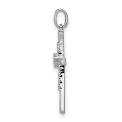 10K Real Solid White Gold 1/10ct. Diamond Cross Pendant, 19x11mm - JewelryAffairs