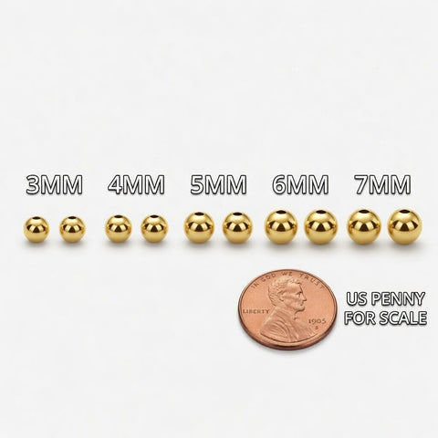 10K Real Yellow Gold Ball Stud Earrings