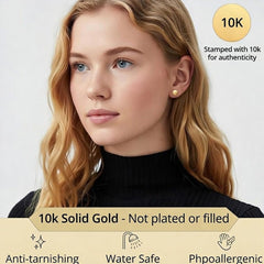 10K Real Yellow Gold Ball Stud Earrings - JewelryAffairs